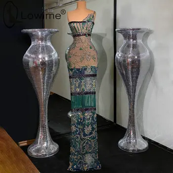 Dubaj Luxusné Ťažké Lištovanie Večerné Šaty 2021 Sexy Ilúzie Rameno Dĺžka Podlahy Dlho Prom Party Šaty