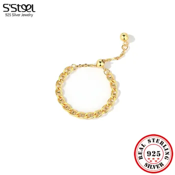 S'STEEL Striebro 925 Sterling Osobné Zlata Reťazca Krúžok Pre Ženy Nastaviteľné Krúžky najpredávanejší 2023 Produkty Návrhár Šperkov