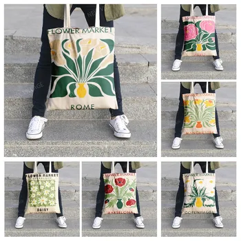 Cestovné puzdro, tote tašky pre ženy Morandi riadky a kvet organizátor Shopper plátno Kozmetická taška pre make-up Skladovanie Shopper taška