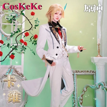 CosKeKe Kaveh Anime Cosplay Hra Genshin Vplyv Kostým Módne Biely Oblek Jednotné Halloween, Karneval, Party, Hranie Rolí Oblečenie