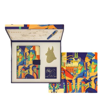 Picasso 5523 Egypt Štýl Luxusné Kovové Jemné Nib 0,5 mm Plniace Pero Blue & Golden Písanie Darčeková Sada PFP004