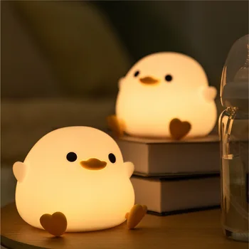 LED Nočné svetlo Roztomilé kačica Cartoon zvieratá Silikónové čítanie pre deti kid Dotykový Snímač Načasovanie USB Nabíjateľné narodeninové darčeky