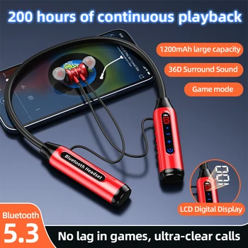 Nové 200-hodinové prehrávanie bezdrôtové slúchadlá Bluetooth Slúchadlá Športové vodotesné slúchadlá bez zbytočného odkladu slúchadlá