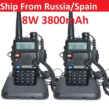 2 ks Walkie Talkie Baofeng uv-5r 5W/8W 1800/3800mAh batérie obojsmerné rádiové CB rádio communicador pre ham raido Baofeng uv 5r