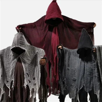 Unisex Halloween Ghost Dementors Cosplay Kostým Gotický Horor Zombie Poškodené Plášte S Kapucňou Deň Mŕtvych Strany Rekvizity Peleríny