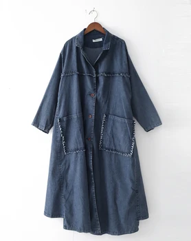 2023 Jar Jeseň Coats dámske Oblečenie Bežné Nadrozmerné Pevné Voľné Nepravidelný Dlho Windbreaker Jean Bunda Žena Topy AC746