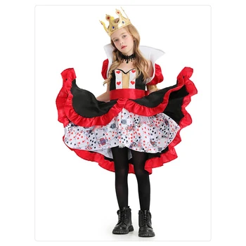 Deti Poker Kráľovná s Korunou Náhrdelník Festival Halloween Oblečenie Dievčat Fáze Výkonu Oblečenie Fairy Tales