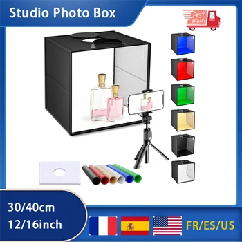 30/40 cm 12/16inch Studio Light Box Fotografie Nastaviteľný Jas Streľba Stan Kit S 120 LED Svetlá 6 Pozadie Dosky