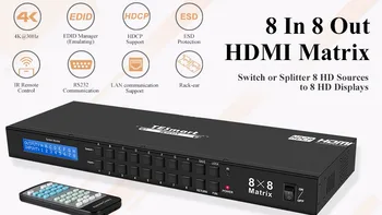 Priemyselné 5years záruka HDMI video wall radič 2x2 4x4 HDMI matice switchers 8x8
