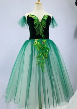 Nové Zelené Dlho Romantický Balet Tutu Dievča WomenBallet Kostým Výkon Balet DanceDress Dievčatá Tutu Sukne Tylu Tanečné Nosiť