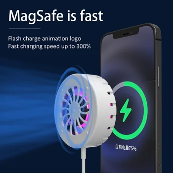 MagSafe Novú Bezdrôtovú Nabíjačku Mobilného Fanúšik Hernej Mobile Radiátora Veľkého Vetra Vypnúť Rýchle ochladenie Mobilný Telefón, Klimatizácia