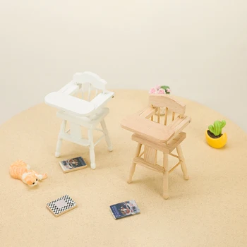 1PC Doll house decoration mini detská jedálenská stolička vysoká stolička model foto rekvizity