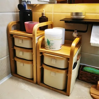 Japonský Štýl Kancelársky Stôl Povrch Panelu Kozmetika Úložný Box Zásuvky Prachotesný Úložný Stojan Dreva Multi-Layer Čaj Skladovanie
