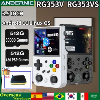ANBERNIC RG353V RG353VS 3,5 PALCOVÝ Mobilné Hry Retro Player Android 11 Linux OS, HDMI HD 512G 80000 GamesPSP PS2 GBA BirthdayGift