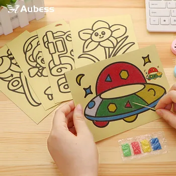 Farebné Piesku DIY Magic Poškriabaniu Umenie Doodle Pad Piesku Maľovanie Karty Začiatku Vzdelávacieho Tvorivé Kreslenie Hračky Pre Childre