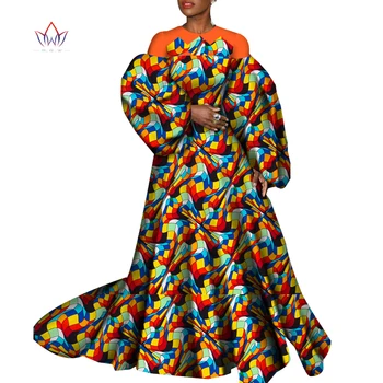 Elegantné, elegantné svadobné, večerné šaty Tradičné Africké Afrike Dlho, Módne Vzory Dashiki Vytlačí Župan Femme WY7332