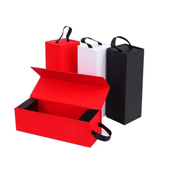 Luxusné kartón Papiera Svadobné Magnetické víno Boxy vlastné logo tlač magnetické skladacie červené víno box