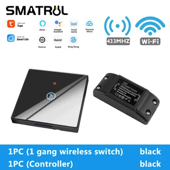 SMATRUL Tuya Smart App WiFi, Dotykový Spínač Svetla Stene Panel RF 433Mhz Diaľkové DIY Relé Istič Modul Domov Google Alexa 220V