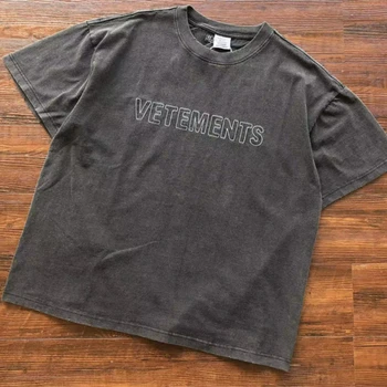 Letné Umyté Vetements Limited Edition T Shirt Muži Ženy Vetements Nadrozmerná Streetwear Vyšívané Logo Tee Grafické T Košele