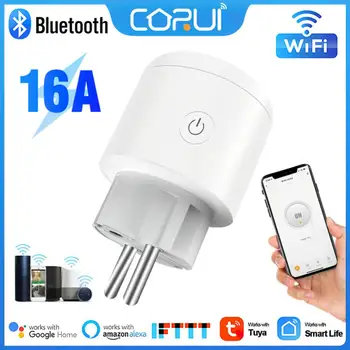 Tuya Bezdrôtové Diaľkové Zásuvky 16a Dual Modul Smart Home Podporované Alexa Google Asistent Horúce, Wifi, Bluetooth, Socket Časovač