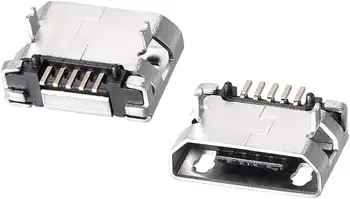 100KS Micro USB Female Zásuvka Konektor, 5-Pin DIP 180 Stupňov, Opravy Adaptér