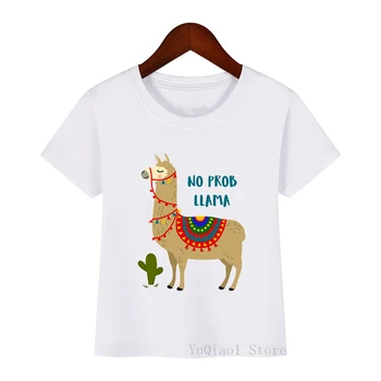 Harajuku Kawaii Lama Alpacas Zviera Tlače T-Shirt Roztomilé Deti Oblečenie Baby Chlapci T-Shirts Batoľa Dievčatá Oblečenie od 3 do 13 Rok