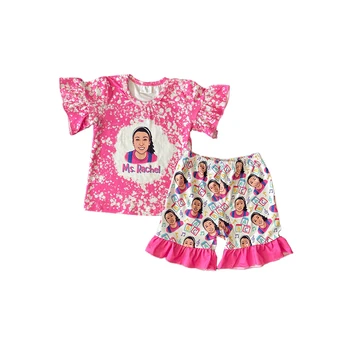 Veľkoobchod, Baby, Dievčatá Boutique Deti Oblečenie Krátke Rukávy List Tričko Sady Deti Tričko Ružové dievčenské Nohavice Módne Oblečenie