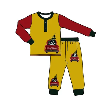 Nový dizajn detské pyžamo nastaviť Chlapci Vianočné pyžamo dlhý rukáv, Dlhé nohavice detské pyžamo pary vzor pyžamo nastaviť