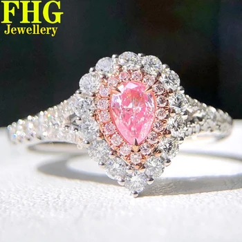 Pevné Au750 18K gold Ring KVO/HPHT DE Lab Growm Diamantový Prsteň Ružový diamant 0,2 Ct biele diamanty 0.5 Ct Šperky, Svadobné Party