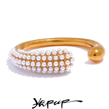 Yhpup Elegantné Imitácie Perál Zlaté Nehrdzavejúcej Ocele Otvorených spôsobom Krúžok pre Ženy Nádherné Elegantné Prst Šperky Bijoux Femme