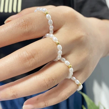 ženy kórejský Imitácia Perly Minimalistický Pearl Prst Prsteň Biele Okrúhle Pearl Krúžok Darček šperky 2023 prstene pre ženy