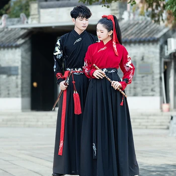 Čínske Šaty Dávnych Hanfu 5XL Červená Čierna Tradičné Výšivky Šaty Čína Štýl Ľudový Tanec Župan Cosplay Kostým Kimono Oblek
