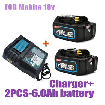 Nové 18V pre Makita 6.0 Ah s LED Lítium-Iónová Výmena LXT BL1860B BL1860 BL1850 Nabíjateľná náradie Batérie+3A Nabíjačky