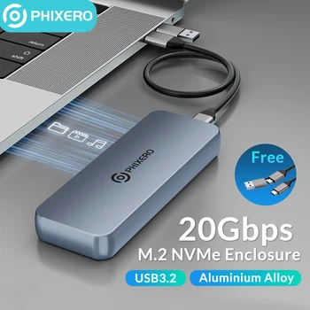 PHIXERO USB3.2 M. 2 NVME SSD 20Gbps Prípade vstavaná Chladiaca Vesta Inovovaný Hliníkový Typ-C M2 NVME SSD Kryt pre MacBook PC