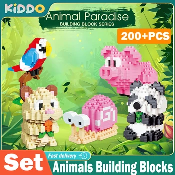 Mini Stavebné Bloky 3D Zvierat Diamond Model Micro Tehly Panda Ošípaných Papagáj Slimák Zvieratá Série Hračiek pre Deti Narodeninám