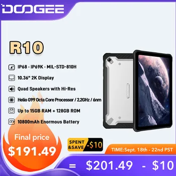 DOOGEE R10 Robustný Tablet Heliograf G99 Octa-Core 15GB + 128GB 20MP Fotoaparát 10800mAh 10.4 palce 2K Displej Quad Reproduktory s Hi-Res
