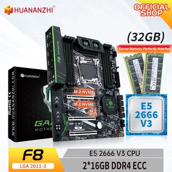 HUANANZHI X99 F8 LGA 2011-3 XEON X99 základná Doska s procesorom Intel E5 2666 v3 s 2*16 G DDR4 pamäte ECC combo kit set NVME SATA
