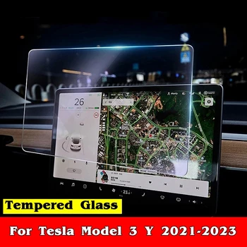 Pre Tesla Model 3 Y 2023 2022 2021 Auto Príslušenstvo GPS Navigácie Tvrdené Sklo Ochranný Film Anti-scratch Interiéru